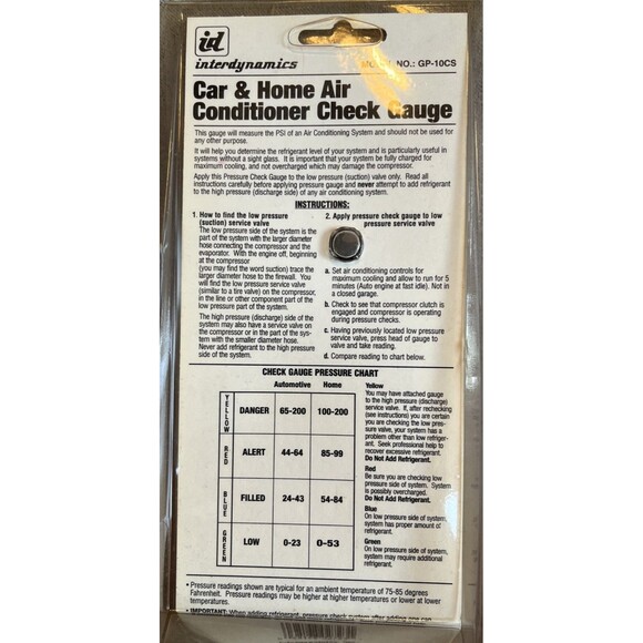 NEW VTG NOS Interdynamics Car Home Air Conditioner Check Gauge Model GTH-10CS - Picture 4 of 9